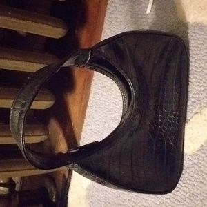 🗽Black croc baguette clutch